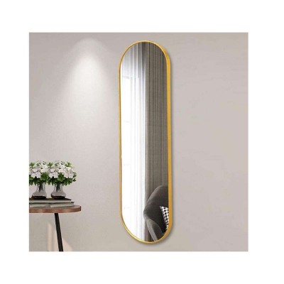 16X47In Full Length Mirror Rectangle Floor Dressing Mirror Aluminum Alloy Brushed Finished Hanging / Leaning Home Decor Mirror